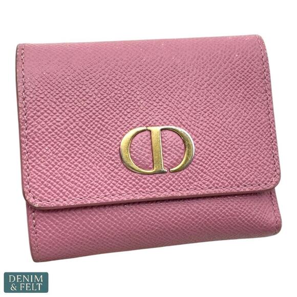 Christian Dior Montaigne 30 Lotus Pink Trifold Compact Wallet Gold Hardware - Picture 2 of 16